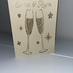 Gelukkige verlovingskaart/trouwkaart/jubileumkaart /Gelukkig stel gepersonaliseerde glitterkaart/