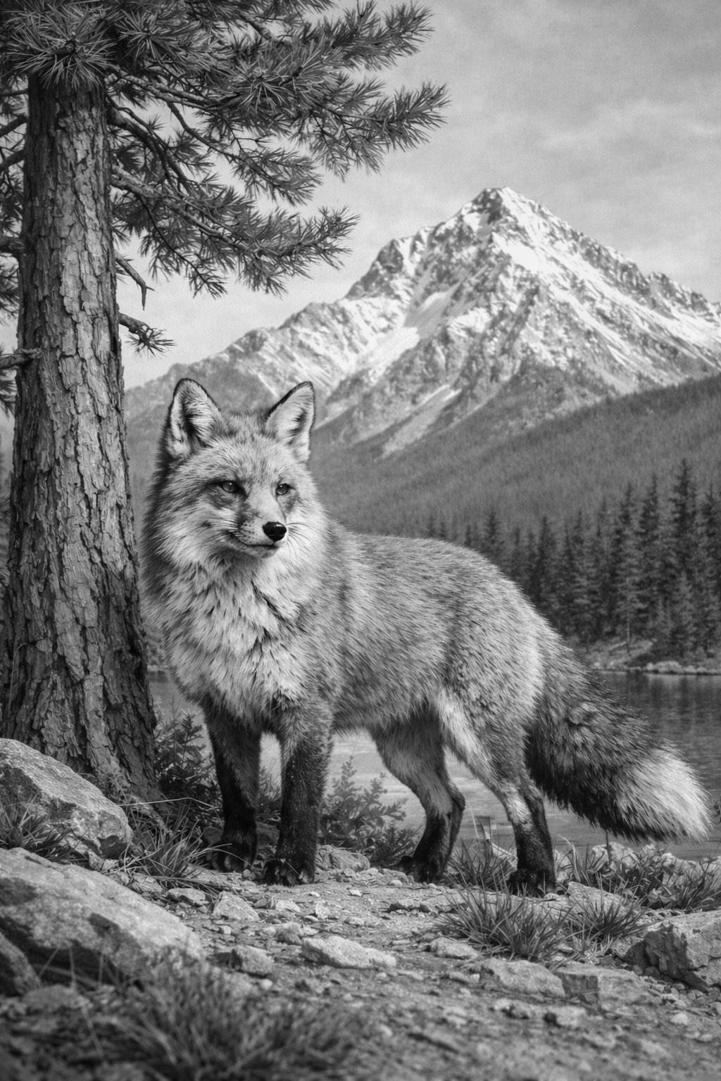 Pyrography Fox Red Lab Red Fox Pyrography Pattern. Vector and GS. | Wildlife Mountain Scene 2 ...