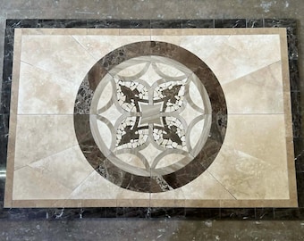 Medallón rectangular de mármol para suelo, 36x54 pulgadas, MDS-7391