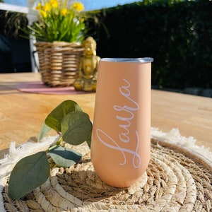 Sektbecher personalisiert Geschenk Hochzeit Festival Junggesellinnenabschied Tumbler Sektbecher aus Edelstahl ThermobecherTrinkbecher blush