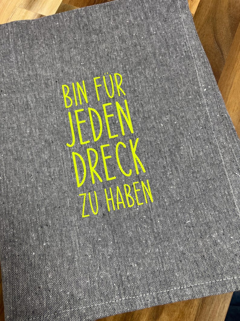Funny kitchen towel with a saying | Grey/beige dish towel with neon print | Personalized housewarming & Christmas gift image 11