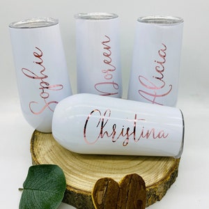 Sektbecher personalisiert Geschenk Hochzeit Festival Junggesellinnenabschied Tumbler Sektbecher aus Edelstahl ThermobecherTrinkbecher weiß