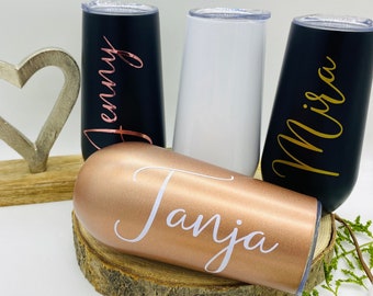 Sektbecher personalisiert | Geschenk Hochzeit Festival | Junggesellinnenabschied | Tumbler Sektbecher aus Edelstahl Thermobecher|Trinkbecher