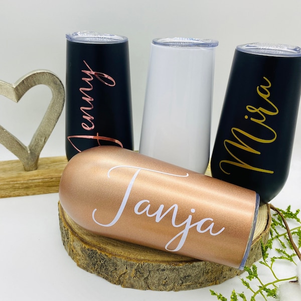 Sektbecher personalisiert | Geschenk Hochzeit Festival | Junggesellinnenabschied | Tumbler Sektbecher aus Edelstahl Thermobecher|Trinkbecher