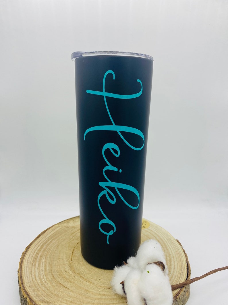 XXL Becher personalisiert Geschenk Hochzeit Festival Junggesellinnenabschied Tumbler 600ml Edelstahl ThermobecherTrinkbecher schwarz