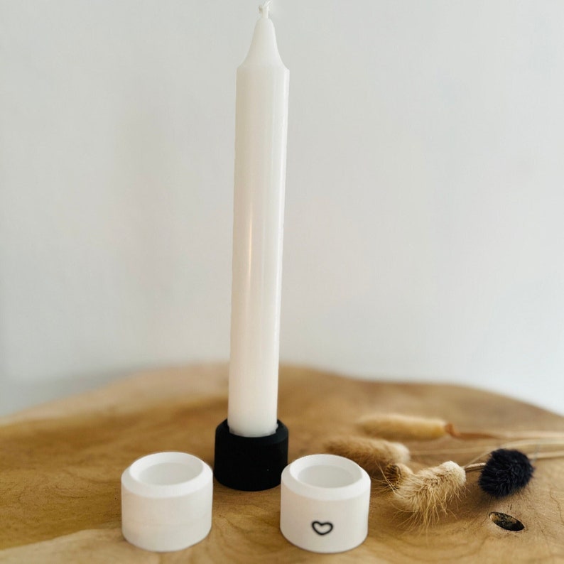 Kerzenständer klein Raysin weiß schwarz Minikerzenständer Stabkerzen Tafelkerzen Stabkerzenständer Kerzenhalter zdjęcie 1