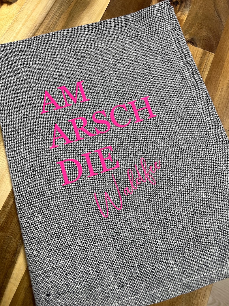 Funny kitchen towel with a saying | Grey/beige dish towel with neon print | Personalized housewarming & Christmas gift image 13