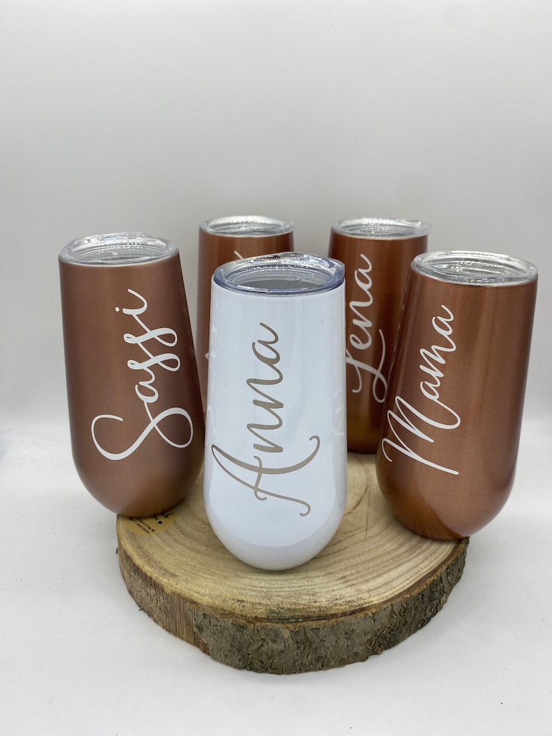 Sektbecher personalisiert Geschenk Hochzeit Festival Junggesellinnenabschied Tumbler Sektbecher aus Edelstahl ThermobecherTrinkbecher Bild 2