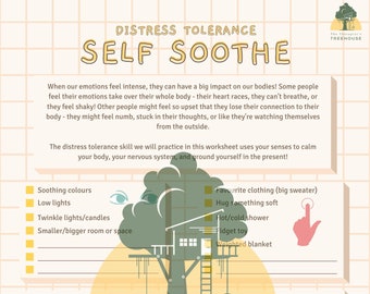 Distress Tolerance Worksheet- Self Soothe - DBT worksheet