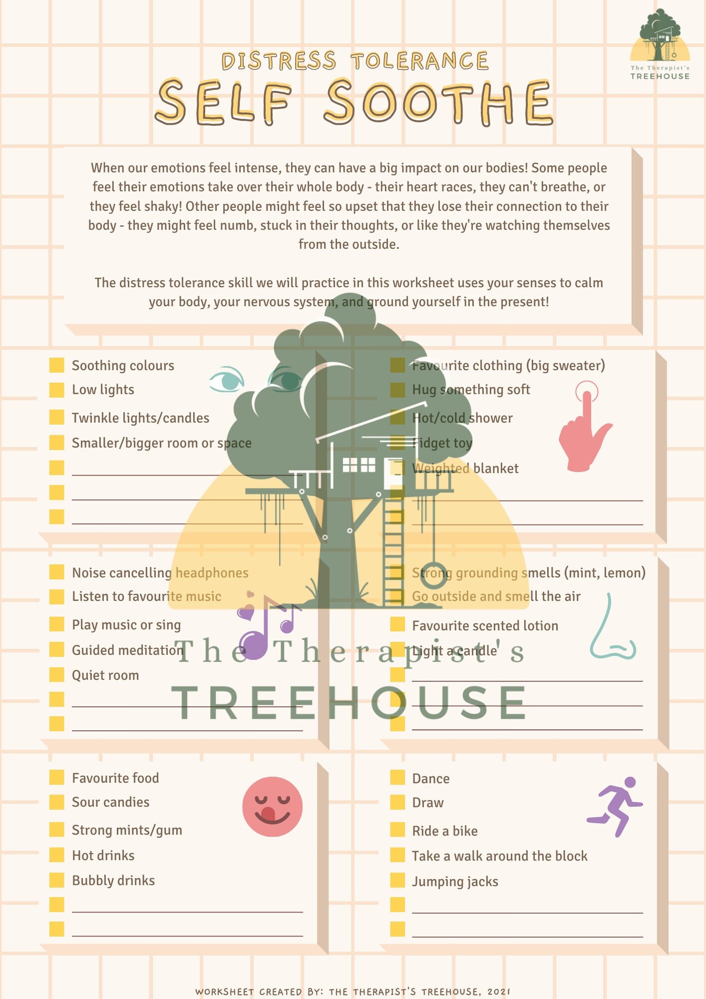 Distress Tolerance Worksheet Self Soothe DBT Worksheet - Etsy Australia