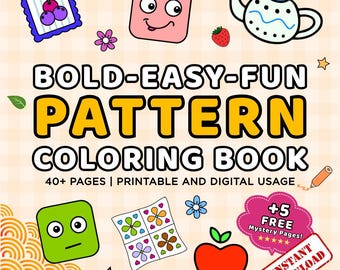 Comfy Pattern Coloring Book | Bold and Easy | 40+ Pages | Printable PDF & JPG | Digital Download Coloring Page
