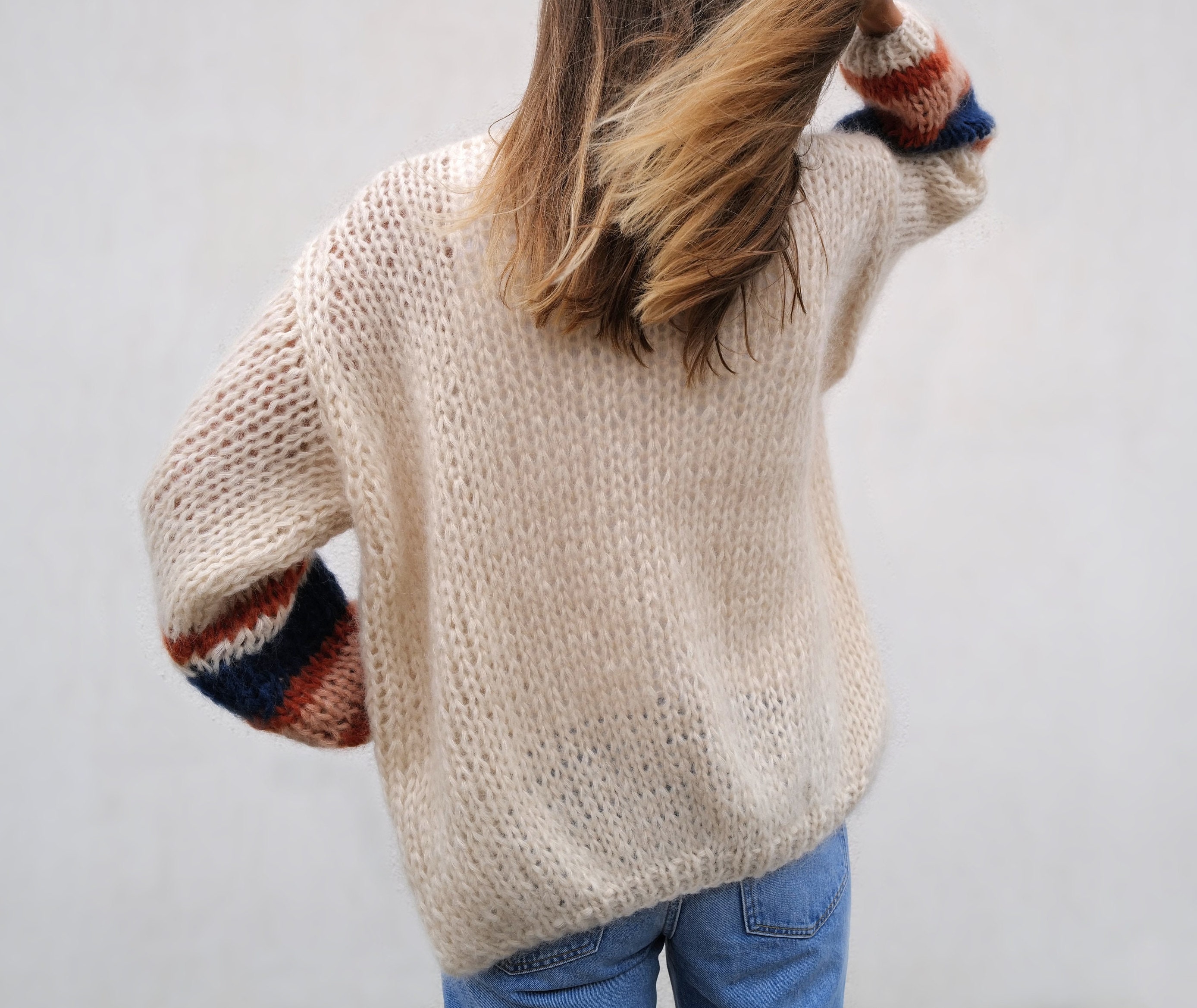 Striped Brushed Mohair Cardigan