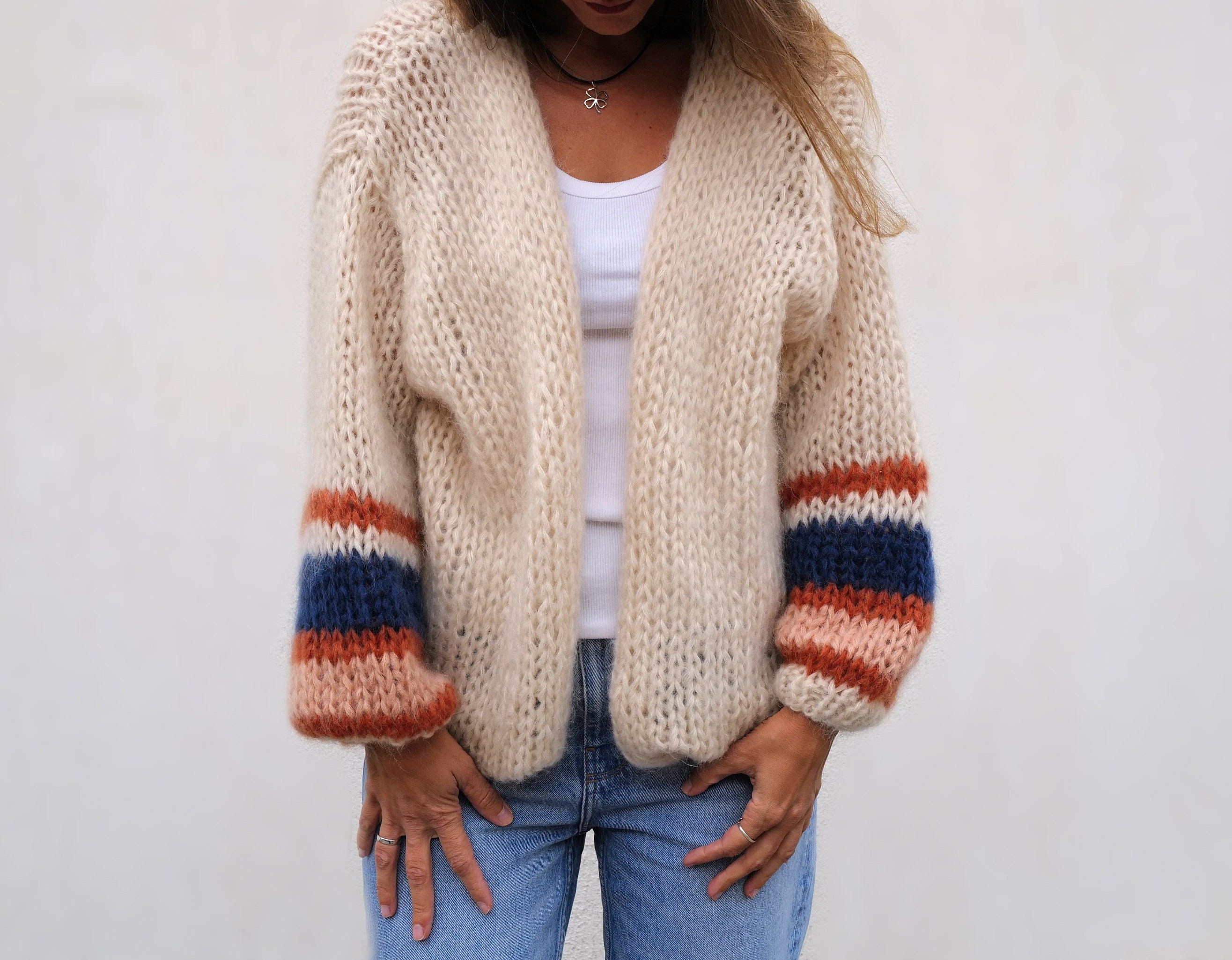 Tシャツ・カットソー HUECLOSET Mohair Striped Cardigan (2color) SE256 yoke brushed mohair striped cardigan — yoke studio