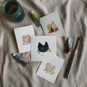 BENUTZERDEFINIERTE Hühner Illustration | Handgemaltes Porträt, nachdenkliche Geschenke für Huhn liebende Freunde und Familie, Auftragskunst
