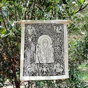 Theotokos and Four Evangelists | HANDCRAFTED woodcut print, made to order