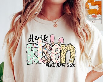 Él ha resucitado camisa, camisa de Pascua, regalo de Pascua, camisa de Pascua de Jesús, camisa de Mateo, camisa cristiana, camisa religiosa, camisa inspiradora, camisa de Jesús