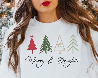 Merry and Bright Shirt, Cute Christmas Shirt, Leopard Print, Buffalo Plaid, Christmas Tree, Holiday Shirt, Womens Christmas Shirt, Xmas Gift