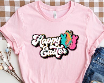 Happy Easter Shirt, Happy Easter Bunnies Shirt, Bunny Shirt, Easter Bunny Shirt, Cute Easter Shirt, Leopard Bunny Shirt, Easter Matching Tee