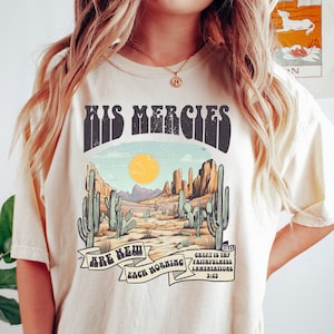 Boho Chrześcijańskie Koszulki Chrześcijańskie Koszulki Koszulka z wersetem biblijnym Modne Chrześcijańskie Koszulki Koszulki Jezusowe Ubrania Wiara Koszulka Jego Miłosierdzie Są Nowe