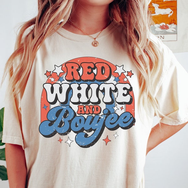 Red White and Boujee, Retro Groovy 4th of July Shirt, Patriotic Rainbow Shirt, Happy 4th of July Shirt, Independence Day, Memorial Day Shirt