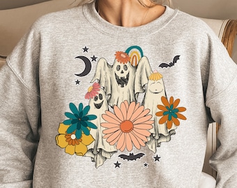 Retro Halloween t-shirt, Vintage Floral Ghost Halloween Shirt, Retro Fall Shirt, Vintage Ghost Shirt, Spooky Season tee,2022 Halloween Shirt