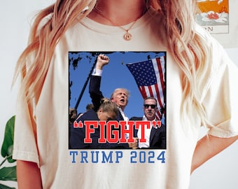 KAMPF DONALD TRUMP 2024 Trump Faust Trump Kundgebung Schuss Attentat Maga kultiges Hemd, Trumpf-Hemd 2024