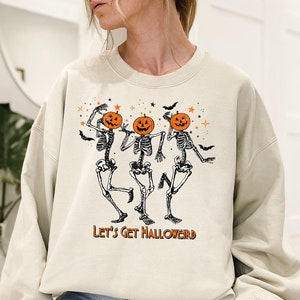 Lets Get Halloweird Sweatshirt,Dancing Halloween Skeleton,Skeleton Sweatshirt,Spooky Season Shirt,Funny Halloween Sweatshirt,Halloween Gift