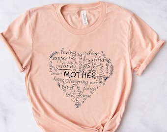 Heart Shape Mother Word Shirt, Mother&#39;s Day T-Shirt, Mother&#39;s Heart Shirt, Mother Shirt, Love Heart Shirt,Gift for Mother,Mothers Day Tshirt
