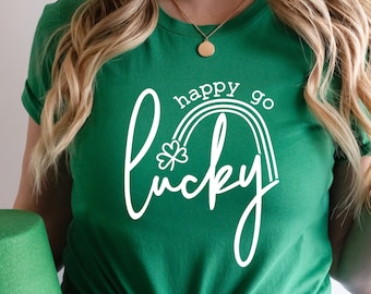 St Patricks Day Shirt,Happy Go Lucky Rainbow,Shamrock Shirt, St. Patty's Shirt,Irish Shirt,Shenanigans Drinking Shirt,Family Matching Shirt