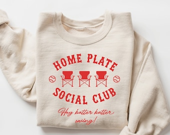 Home Plate Social Club Sweatshirt, Baseball Sweatshirt, Baseball Mom Sweatshirt, Game Day Sweatshirt, Baseball Season, Baseball Shirt