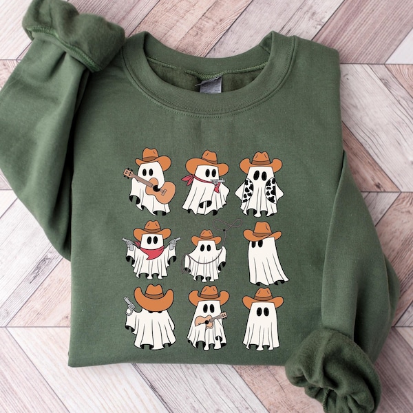 Western Ghost Spooky Sweatshirt, Halloween Shirt, Cowboy Ghost Shirt, Western Halloween Shirt, Cute Spooky Shirt, Halloween Gift
