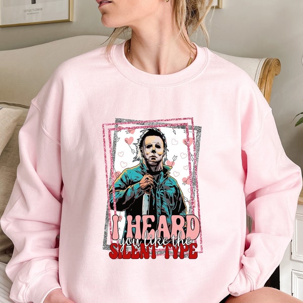 Camiseta "Te escuché que te gusta el tipo silencioso", camiseta de personajes de terror, regalos de terror para el día de San Valentín, regalo para San Valentín
