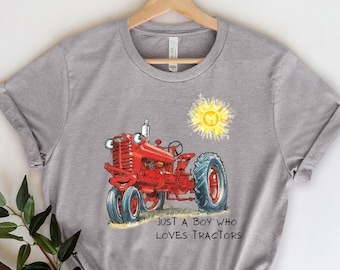 Just A Boy Who Loves Tractors, Tractor Shirt, Red Tractor Shirt, Kids Tractor Shirt, Tractor T-Shirt