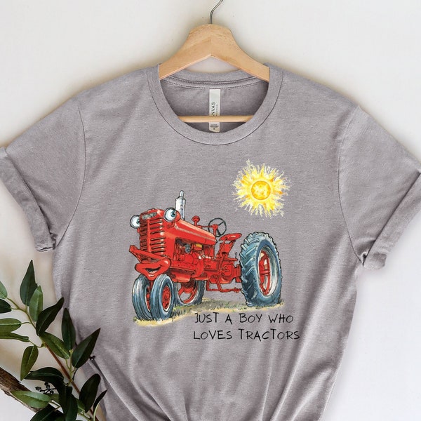 Just A Boy Who Loves Tractors, Tractor Shirt, Red Tractor Shirt, Kids Tractor Shirt, Tractor T-Shirt