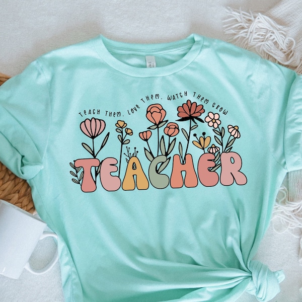 Wildflower leraar shirt, leraar TShirt, leraar T shirt, cadeau voor leraar, schattige leraar Tee, groovy leraar shirt, terug naar school shirt