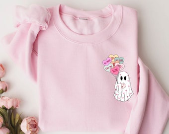 Valentine's Day Ghost Sweatshirt, Ghosts With Hearts Valentine Gift, Spooky Valentine Sweat, Be My Boo Valentines Tee, Happy Valentines Day