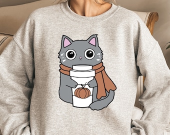 Thanksgiving Sweatshirt,Pumpkin Spice Sweater,Pumpkin Spice Cat Tshirt,Thankful Cat Sweater,Cat Lover Gift,Thankful Cat Shirt,Retro Fall Tee