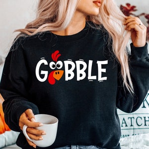 Gobble Shirt, Funny Cute Turkey Face, Cute shirt, Turkey Shirt, Family Thanksgiving Tee, Thanksgiving Shirts For Women, Mom Thanksgiving