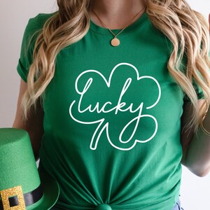 Lucky St. Patrick&#39;s Day Shirt, Lucky Clover Shirt, St. Patricks Day Shirt, Shamrock Lucky Shirt, Four Leaf Clover, Shamrock, Irish Tshirt