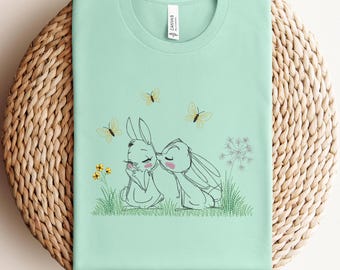 Embroidered Easter Bunny Peeps Shirt, Happy Easter Embroidered Shirt, Cute Easter Gift, Bunny Peeps Embroidered Shirt, Funny Easter Shirt