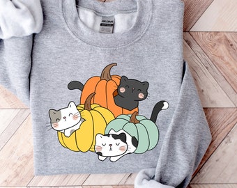 Thanksgiving Sweatshirt,Pumpkin Spice Sweater,Pumpkin Spice Cat Tshirt,Thankful Cat Sweater,Cat Lover Gift,Thankful Cat Shirt,Retro Fall Tee