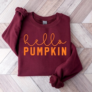 Hello Pumpkin Crewneck Sweatshirt, Halloween Crewneck Sweatshirt, Halloween Sweatshirt, Thanksgiving Sweatshirt, Christmas Gift