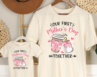 Our First Mothers Day Together Matching Shirt, Mommy and Baby Outfit, Custom Mother&#39;s Day Shirt, Matching Family Shirt, Mama and Me Shirt