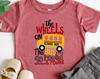 The WHEELS On The BUS shirt, go back to school shirt,School bus shirt, school bus shirt, Cute kids shirt,School tee,First day of school tee