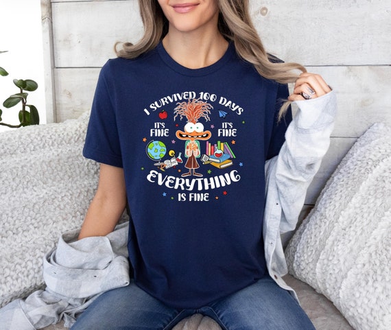 I Survived 100 Days Shirt, It's Fine I'm Fine Everything Is Fine Shirt, 100 Days of School Shirt, School Shirt, Teacher Shirt,Back To School