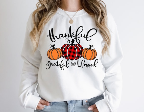 Thankful Grateful Blessed Shirt, Pumpkin Tee,Buffalo Plaid Thanksgiving Shirt,Thanksgiving Family Shirt,Thanksgiving Matching