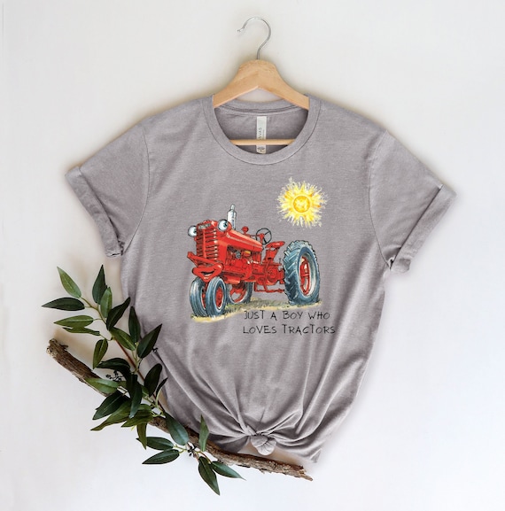 Just A Boy Who Loves Tractors, Tractor Shirt, Red Tractor Shirt, Kids Tractor Shirt, Tractor T-Shirt