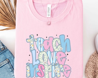 Teach Love Inspire Coquette Sweatshirt, Preppy Teacher Crewneck, Retro Teacher Sweatshirt,Teacher Gift Sweatshirt,Colorful Teacher Shirt Top