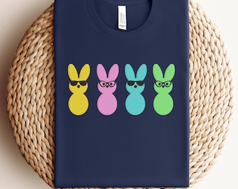 Embroidered Easter Bunny Peeps Shirt, Happy Easter Embroidered Shirt, Cute Easter Gift, Bunny Peeps Embroidered Shirt, Funny Easter Shirt