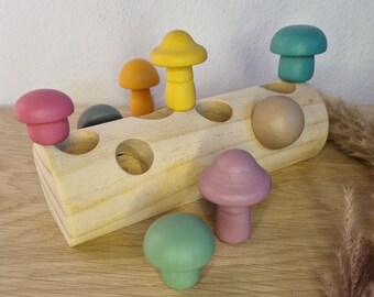 Steckspiel "Pilze" aus Holz - Kinderpuzzle - Montessori - Geschenk - Baby - Kind